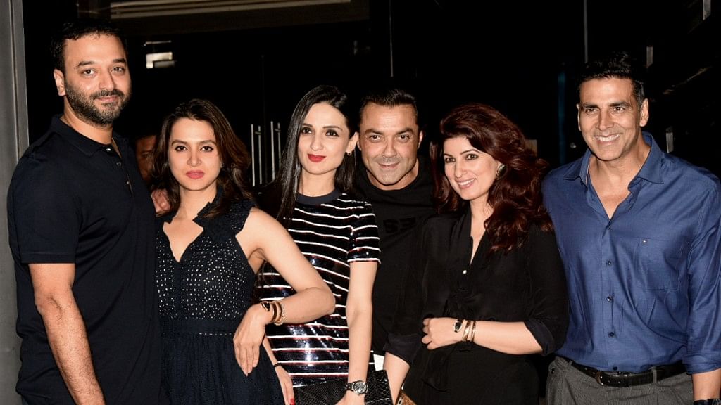 Akshay Kumar, Twinkle Khanna with Bobby Deol, wife Tanya and friends.