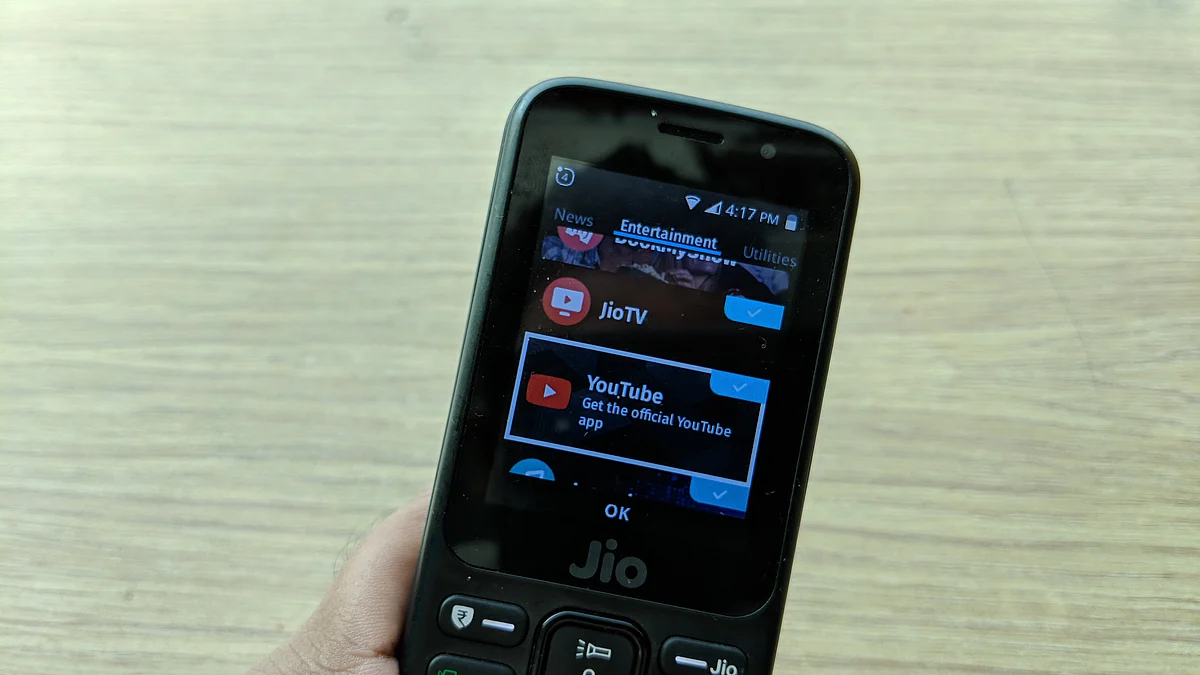YouTube app available via JioStore. 