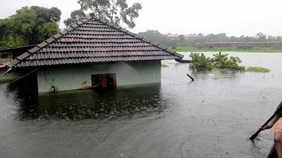 A view of flood-hit Kottayam district of Kerala.