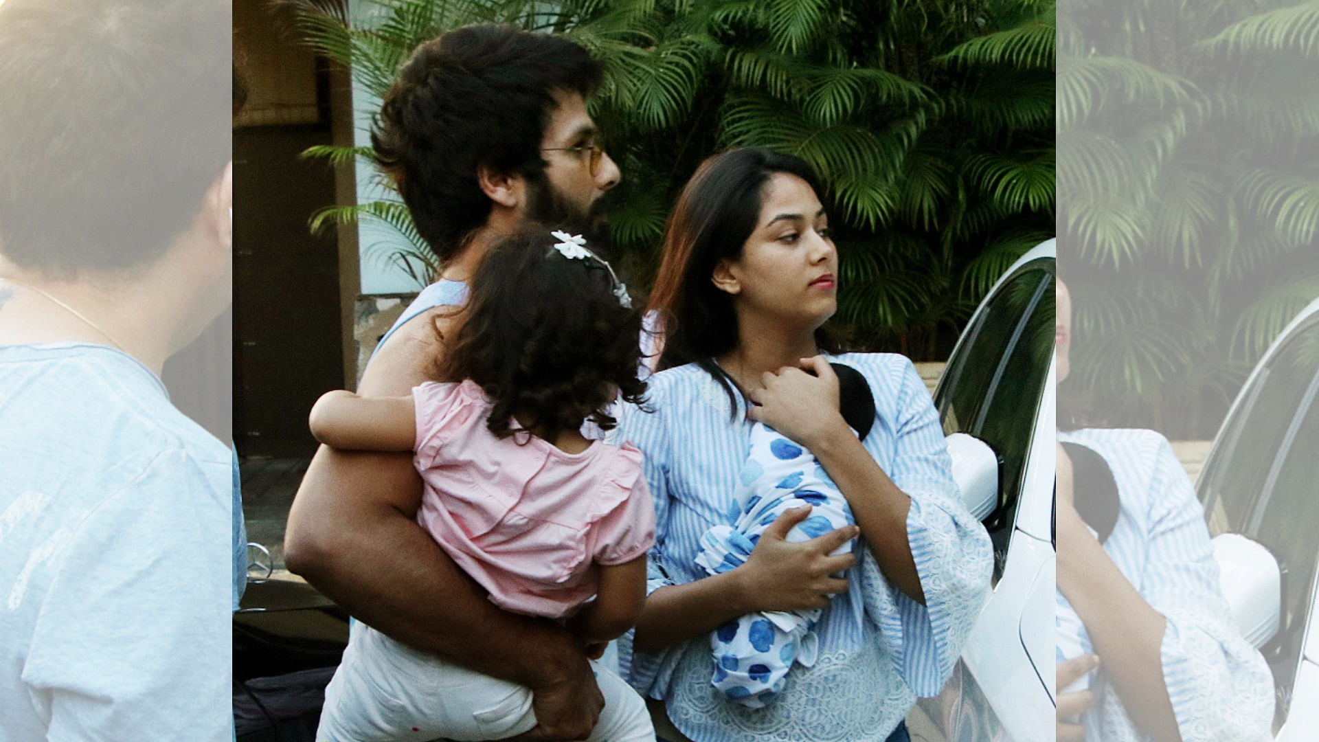 Shahid, Mira and Misha&nbsp; Kapoor bring little Zain home.&nbsp;