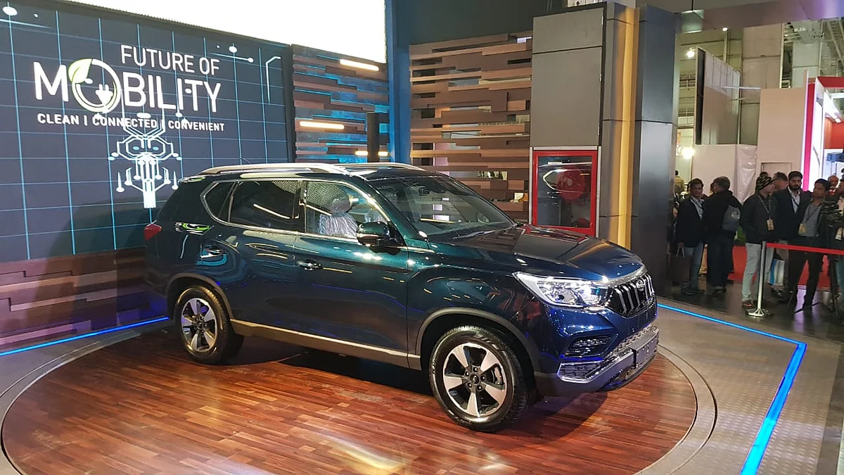 The Mahindra XUV 700 at the 2018 Auto Expo.