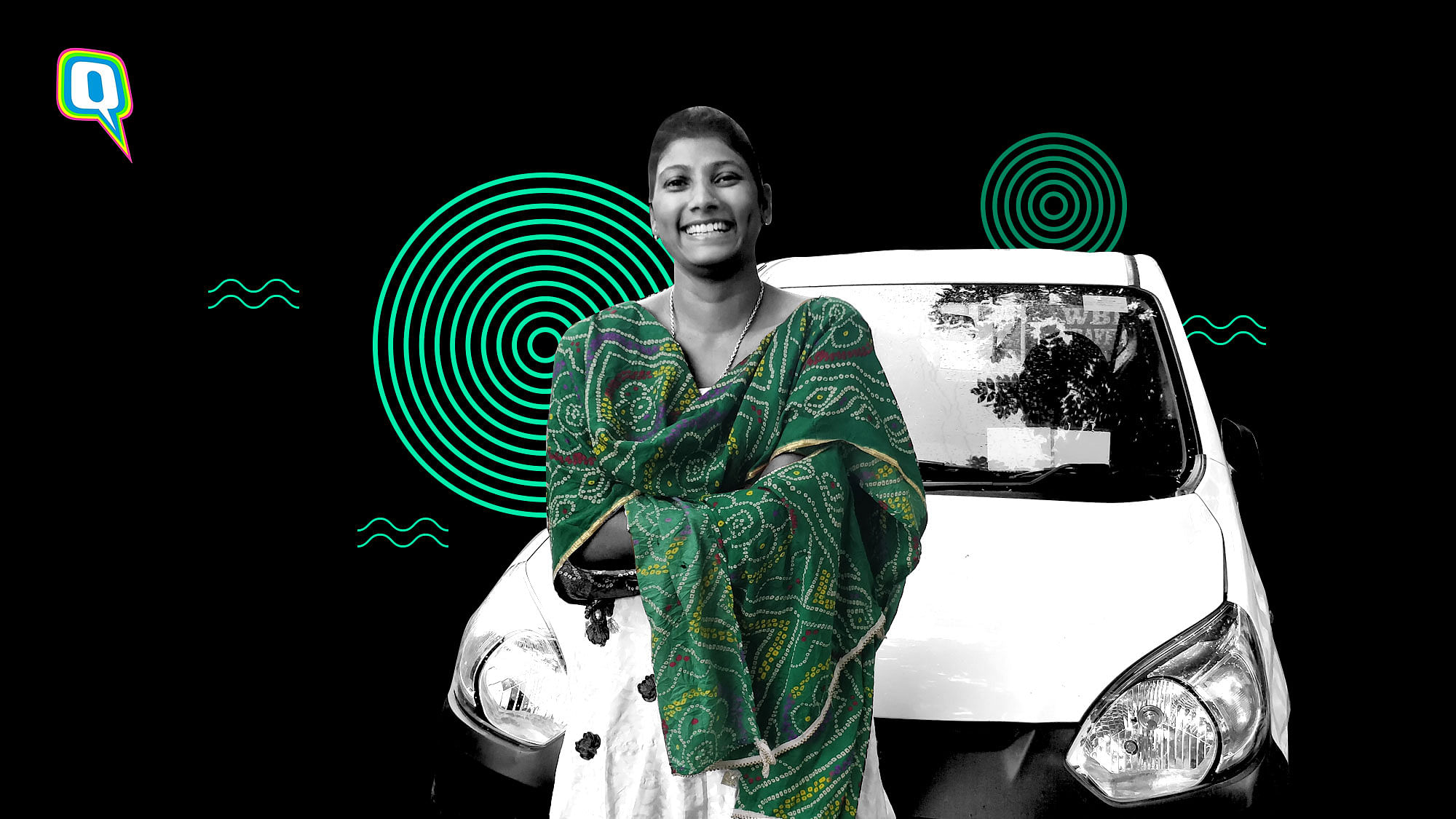 Kolkata’s first Uber driver Sushama Midde, with her car.
