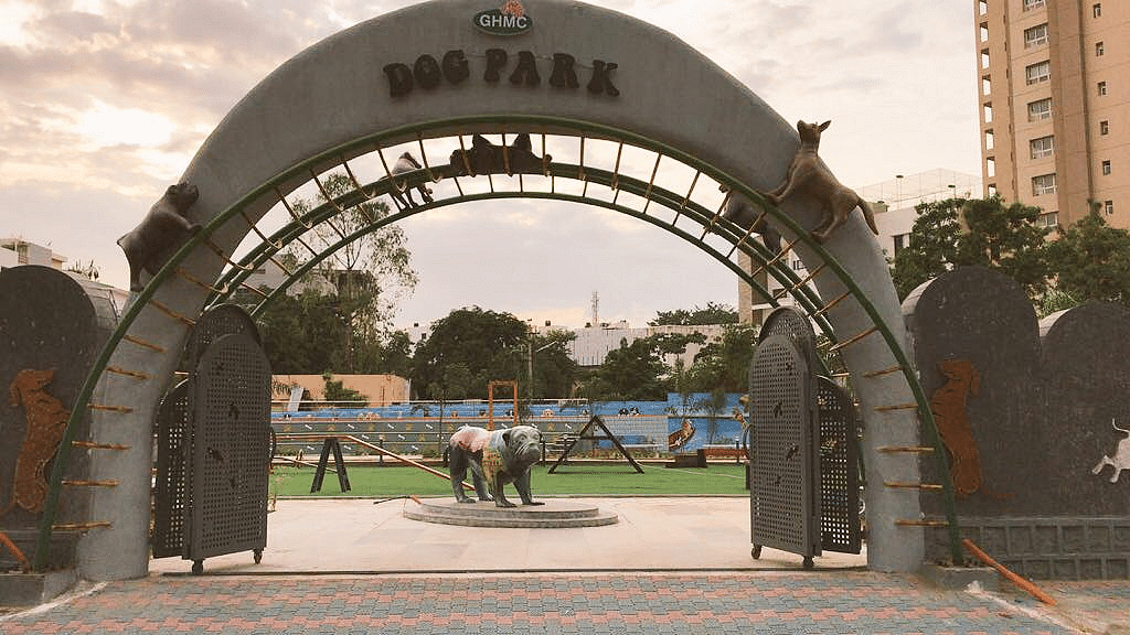 Entrance to India’s first ever dog park located in Hyderabad.&nbsp;