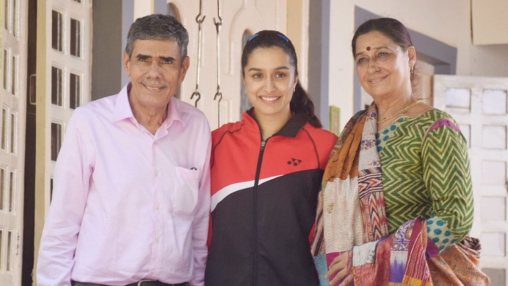Shraddha Kapoor with Saina Nehwal’s parents - Dr. Harvir Singh Nehwal and Usha Rani Nehwal.