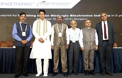 Bengaluru: Tripura Chief Minister Biplab Kumar Deb, ISRO Chairman Dr. K Sivan, ISRO CBPO Dr.P V Venkitakrishnan, Former ISRO Chairman Dr. A S Kiran Kumar, IESA Chairman Anil Kumar Muniswamy at the inauguration of "SPACETRONICS 2018" in Bengaluru on Sept 18, 2018. (Photo: IANS)