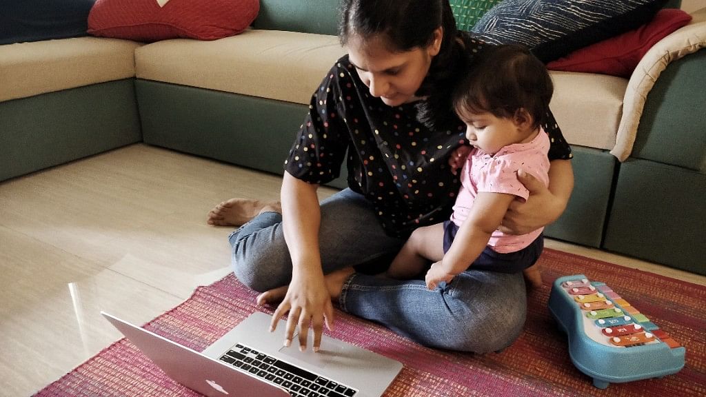 ‘Work from home’ is hardly the easier option with a baby around.&nbsp;