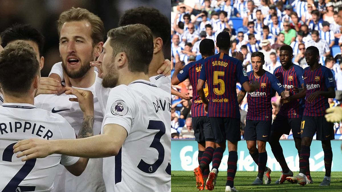 Tottenham Hotspur (left) and Barcelona.