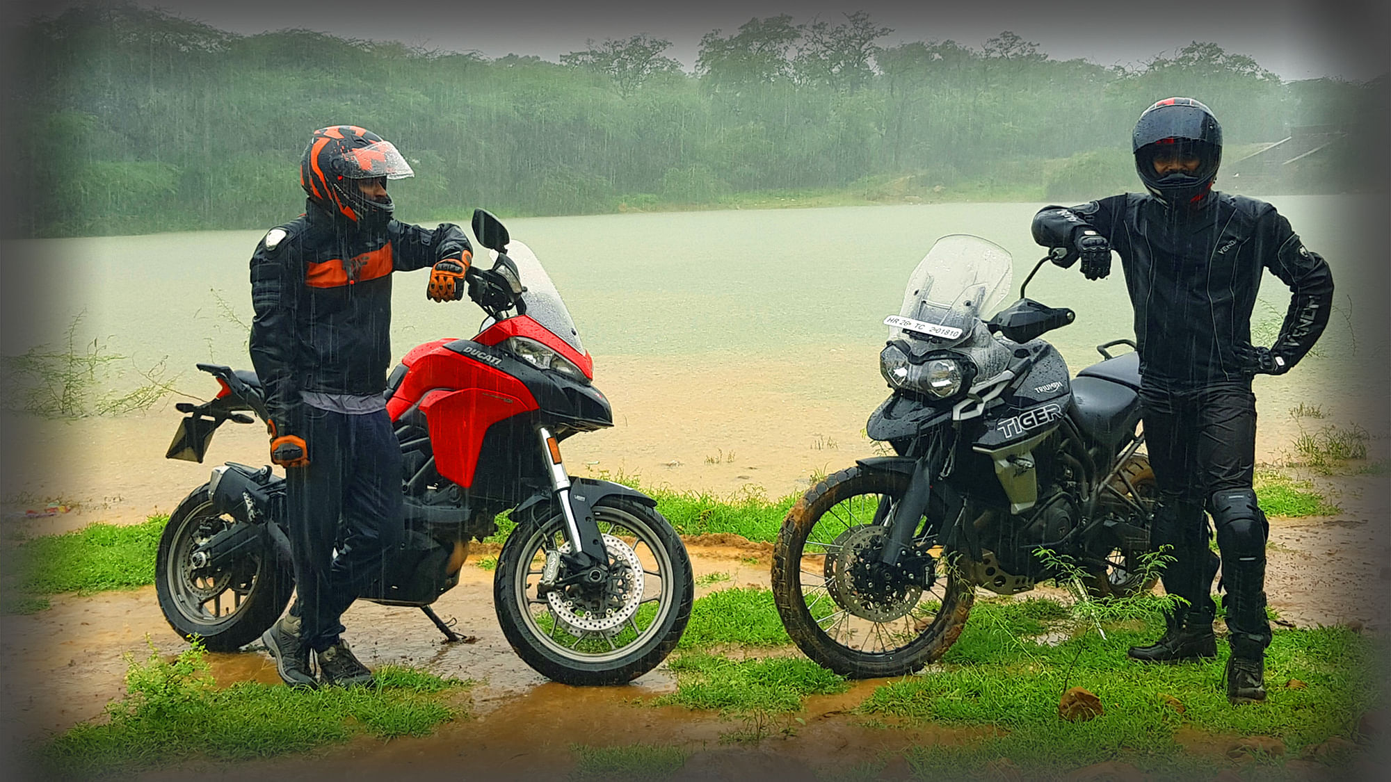 The Ducati Multistrada 950 (left) &amp; the Triumph Tiger 800 XcX (right).