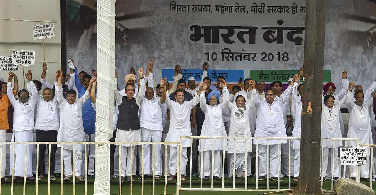 Opposition leaders in Delhi during Bharat Bandh. 