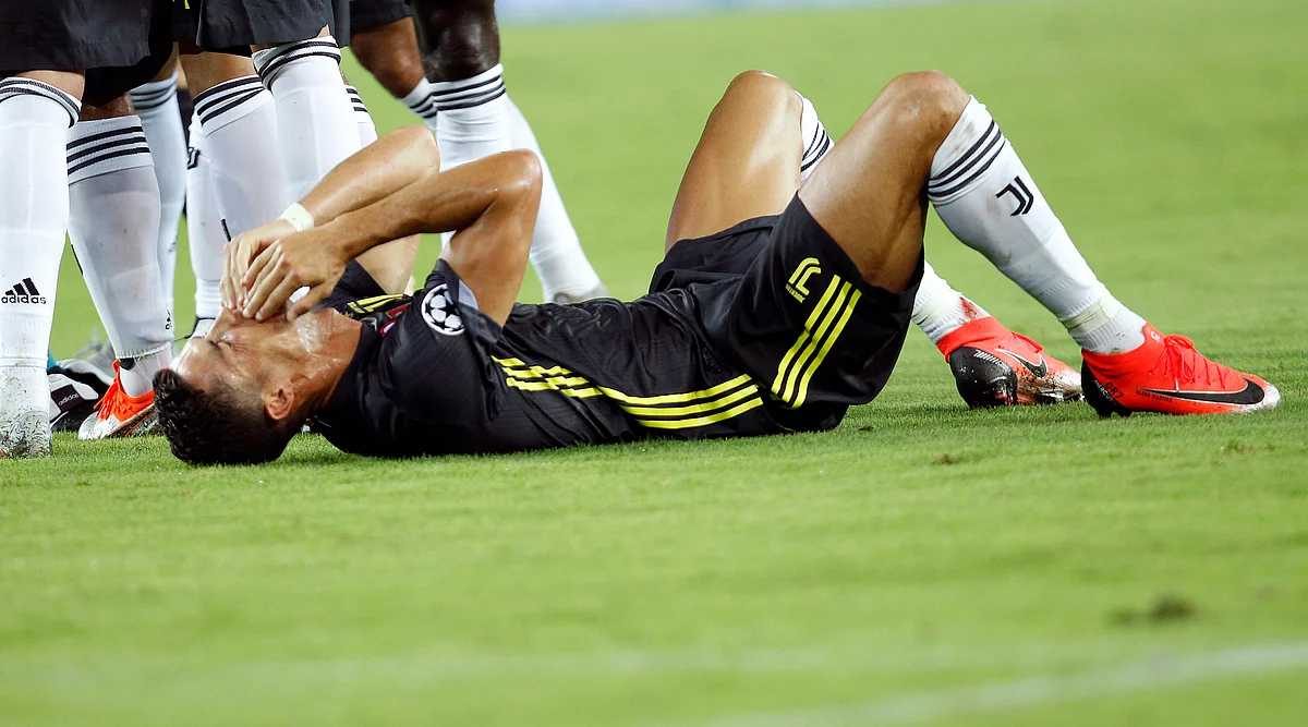 Juventus forward Cristiano Ronaldo reacts after receiving a red card during the Champions League match against Valencia on Wednesday.