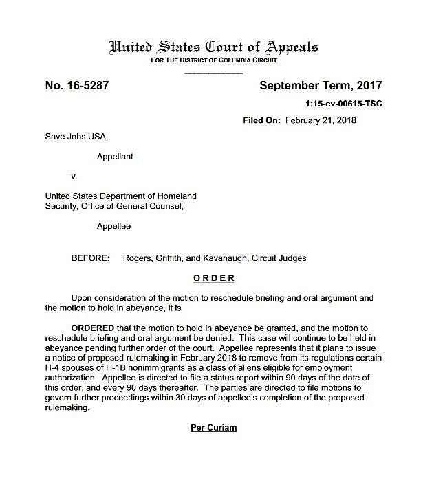 One of the lawsuits against the H-4 EAD rule filed by Save Jobs USA. 