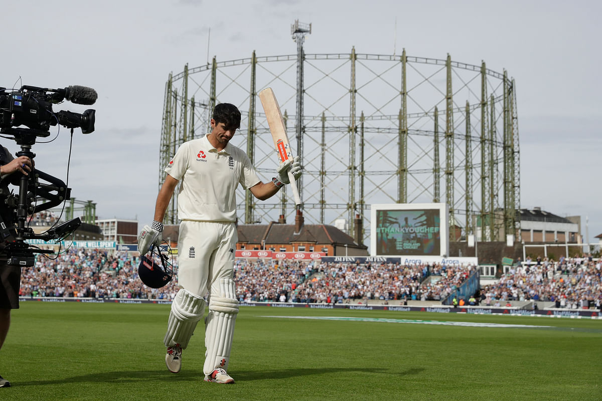 England declared their second innings at 423-8, leaving India needing 464 runs to win the fifth Test at the Oval.