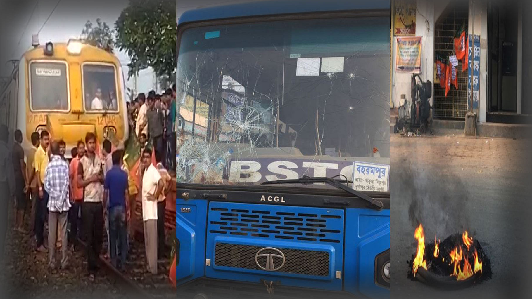 The BJP has called for a 12-hour bandh in West Bengal. Buses have been vandalised and train services obstructed in several parts of the state.