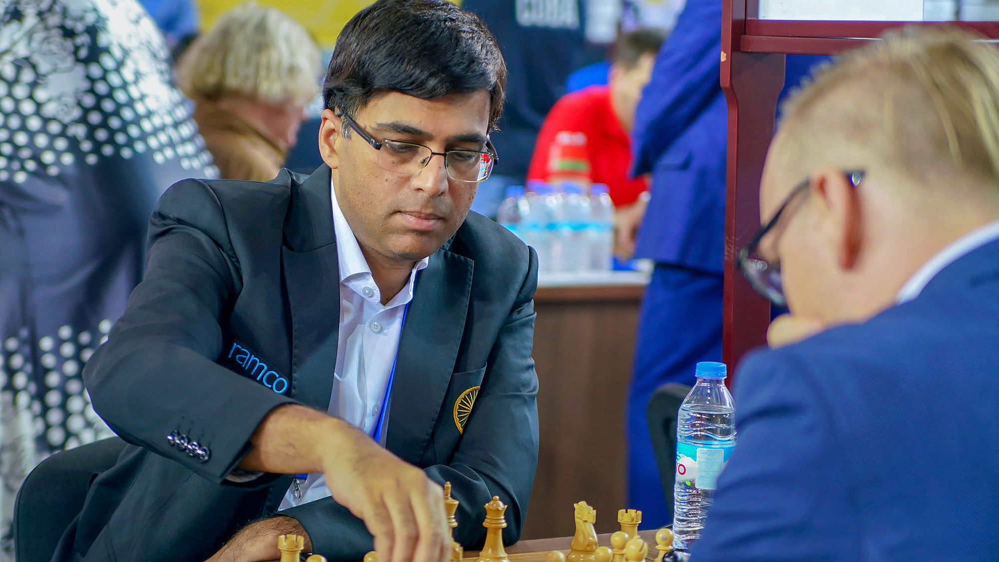 Batumi: Five-time world champion Viswanathan Anand plays against Markus Ragger of Austria in the second round of the team event at 43rd Chess Olympiad in Batumi, Geogia.