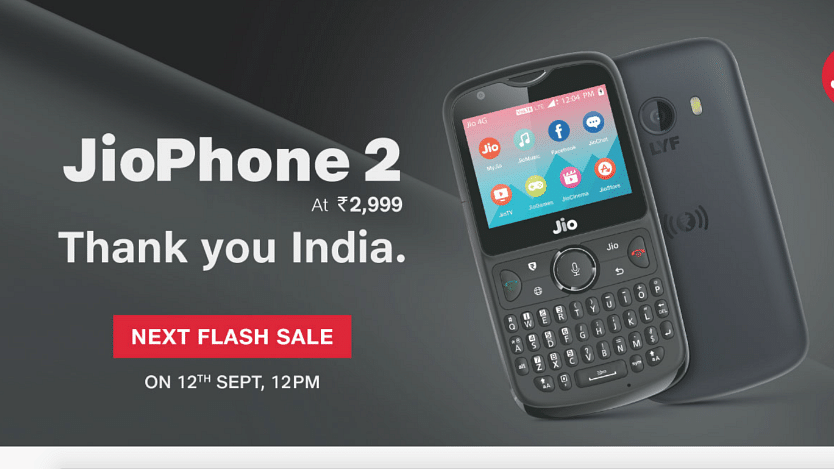 JioPhone 2 flash sale is on 12 September at 12 pm on jio.com website. The phone is to be sold at Rs 2,999.