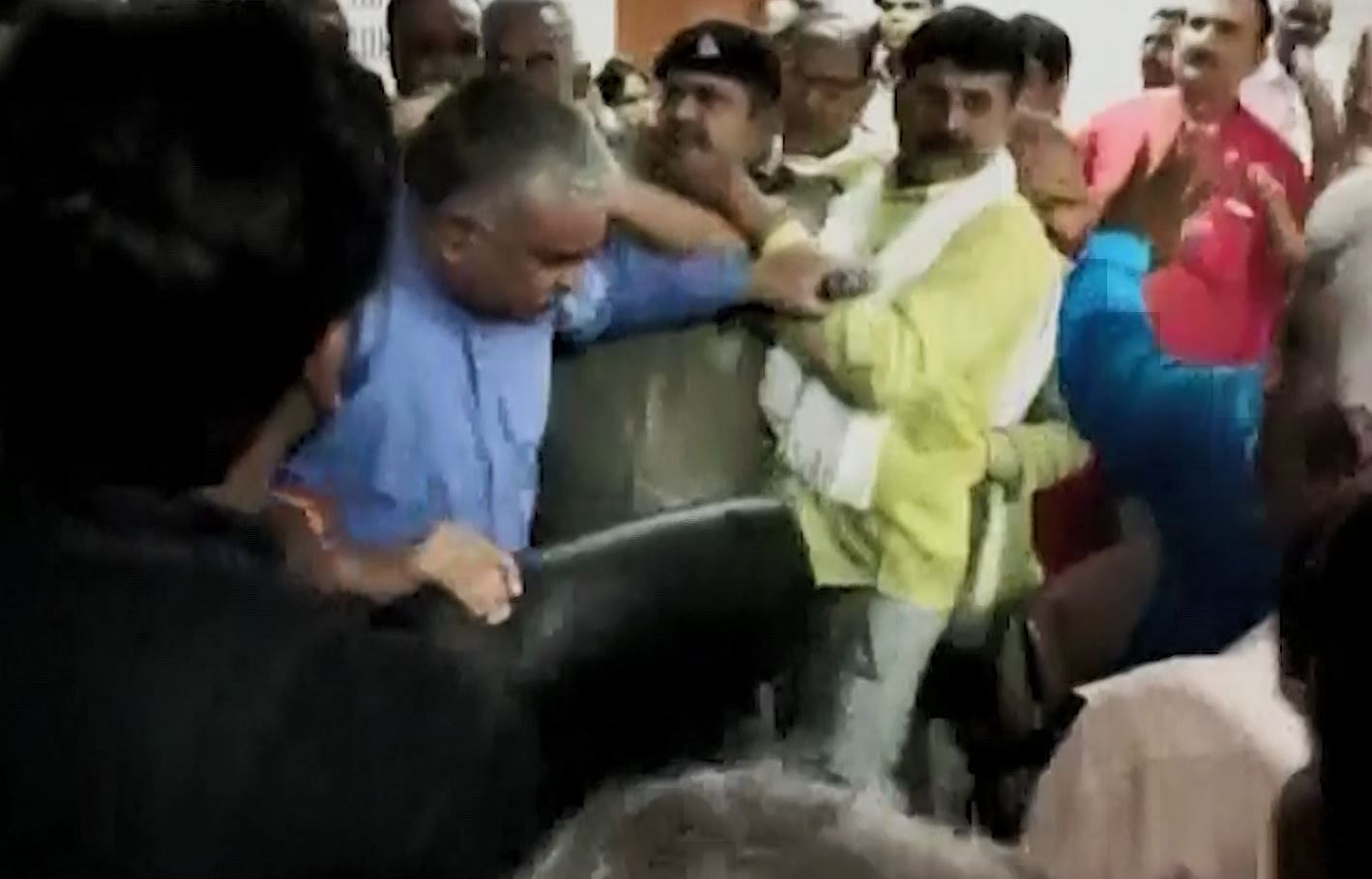 BJP MLA   Surendra Singh’s supporters heckled District School Inspector ND Pandey in UP’s Ballia