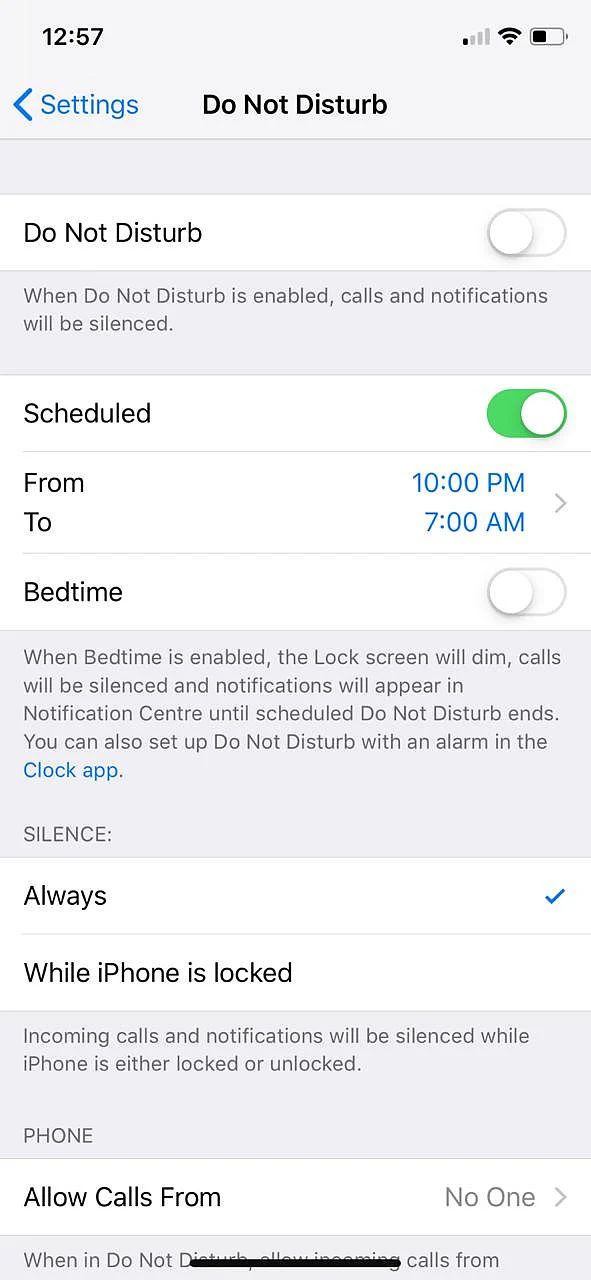 The Do not Disturb feature can now be scheduled according to your preference. 