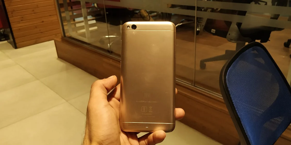 The Redmi 5A has a matte finish back panel.