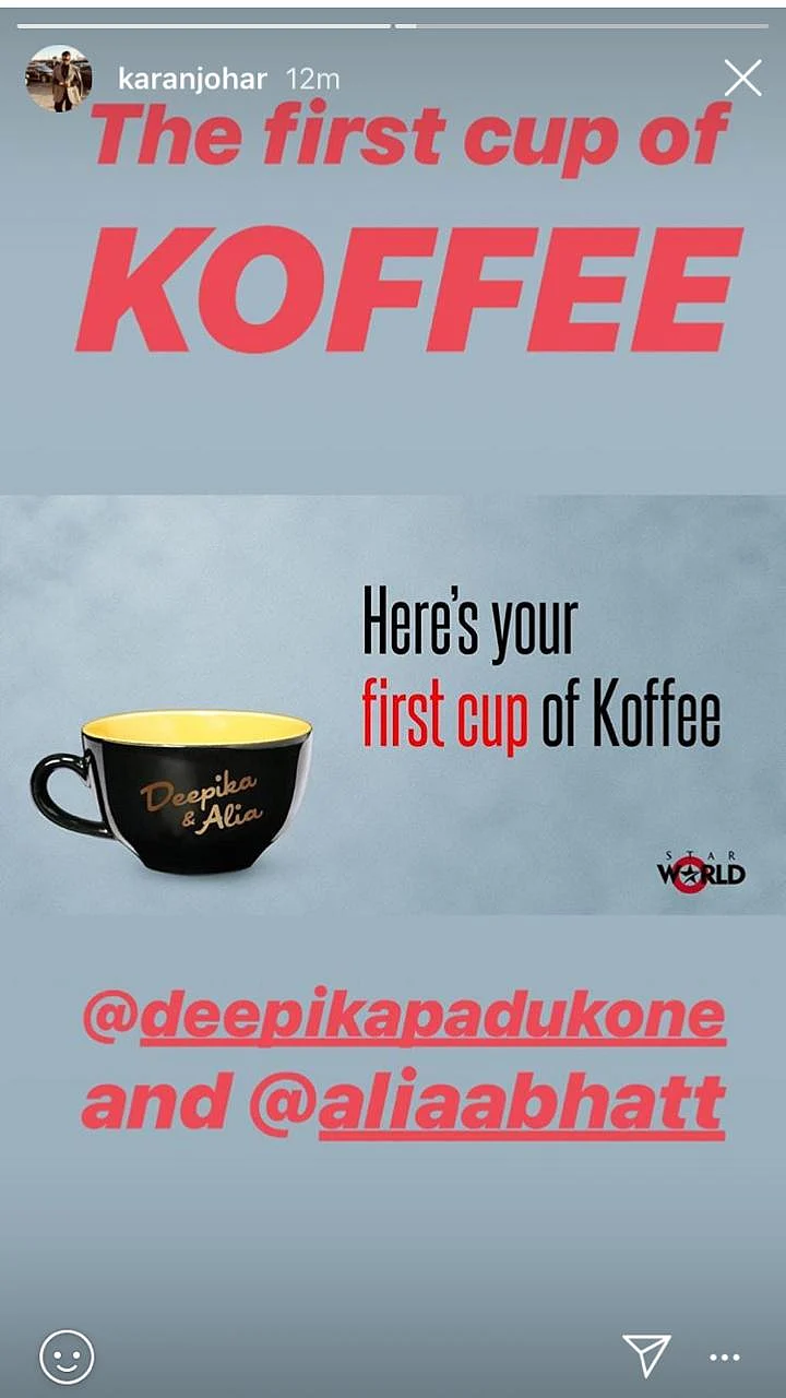Karan Johar shared the news on his Insta story.