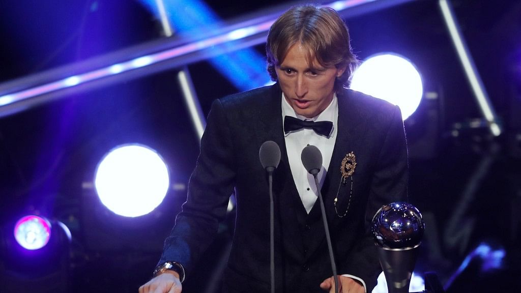 Luka Modric after receiving the FIFA Best Men’s Player of the Year Award.