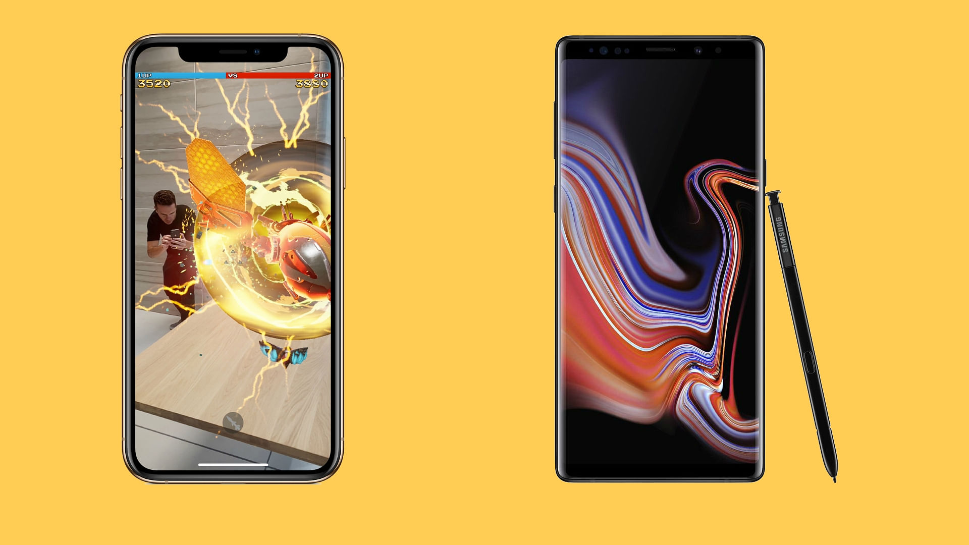 Apple iPhone XS Max (left) and Samsung Galaxy Note 9 (right)