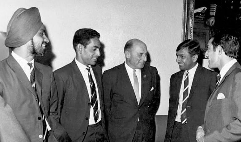 Bishan Singh Bedi (left), Abid Ali, Mayor of Melbourne RT Talbot, Erapalli Prasanna and skipper Tiger Pataudi during India’s tour of Australia in 1967-68.