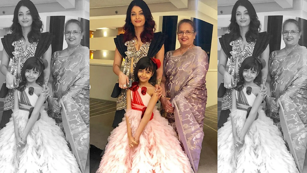 Aishwarya Rai Bachchan with daughter Aaradhya and mom Brinda Rai.