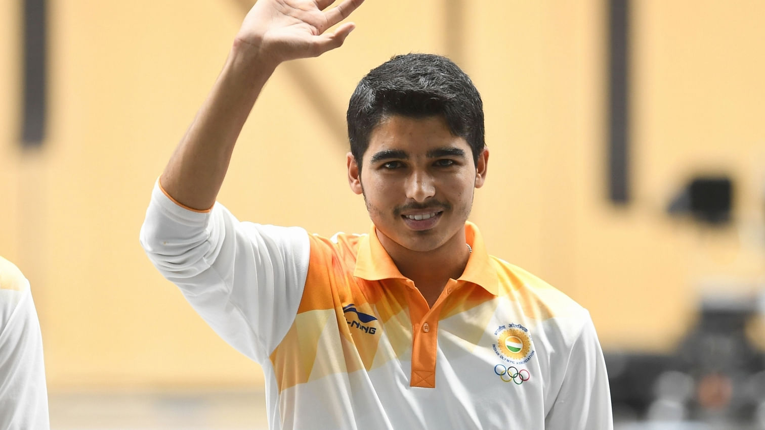 Saurabh Chaudhary (centre) had won the gold medal in the 10m Air Pistol Final at the recently concluded Asian Games.