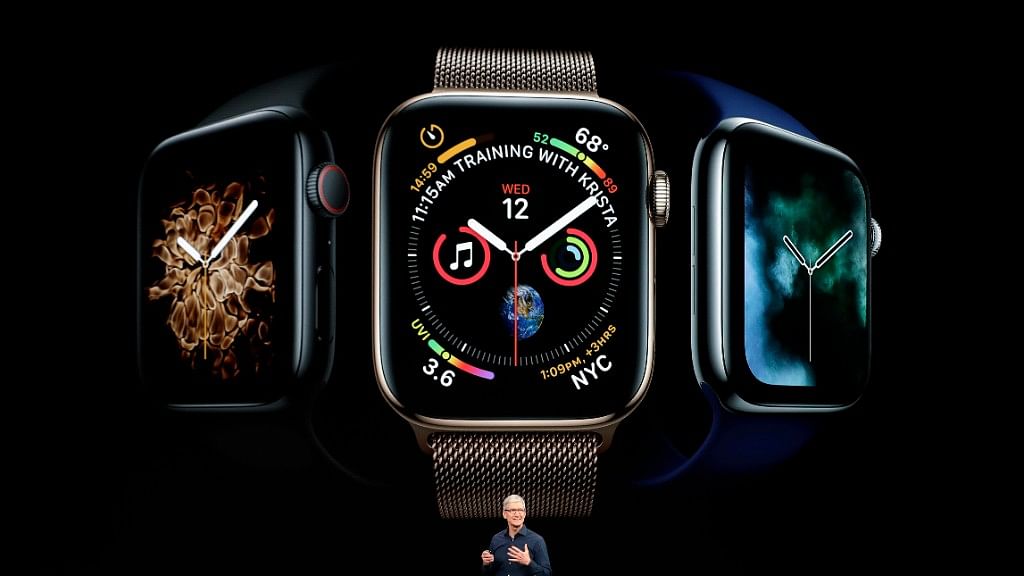 Apple CEO Tim Cook discusses the new Apple Watch 4 at the Steve Jobs Theater