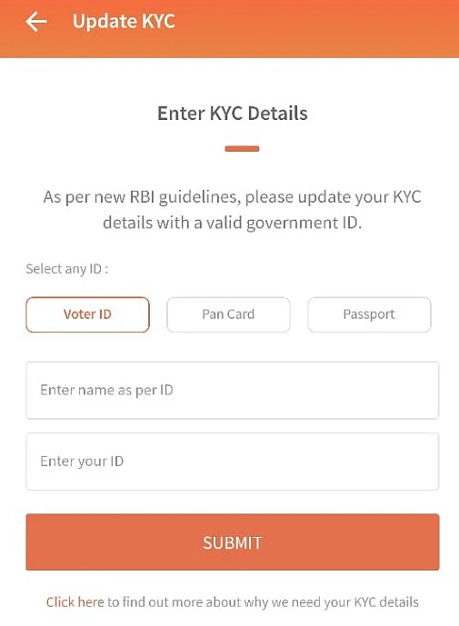 Freecharge doesn’t even let you submit driving licence for KYC. 
