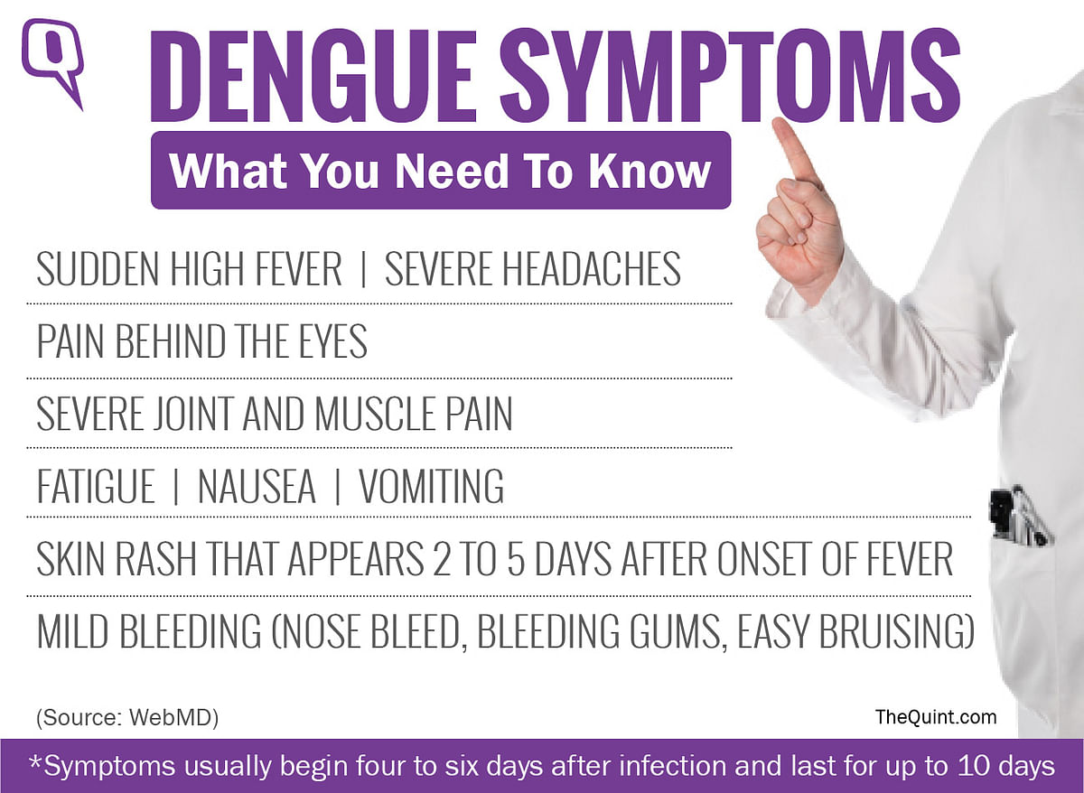 The symptoms of dengue fever usually appear 4-7 days after being bitten by an infected mosquito.