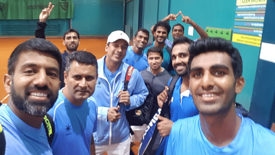 The Indian Davis Cup team that played Serbia.