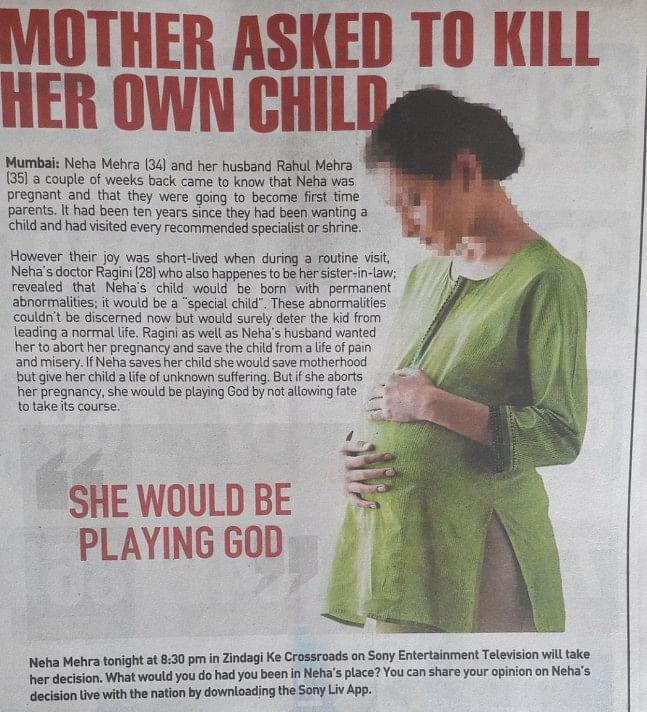 Zindagi at Crossroads is the latest Sony offering that debates whether an abnormal pregnancy should be aborted.