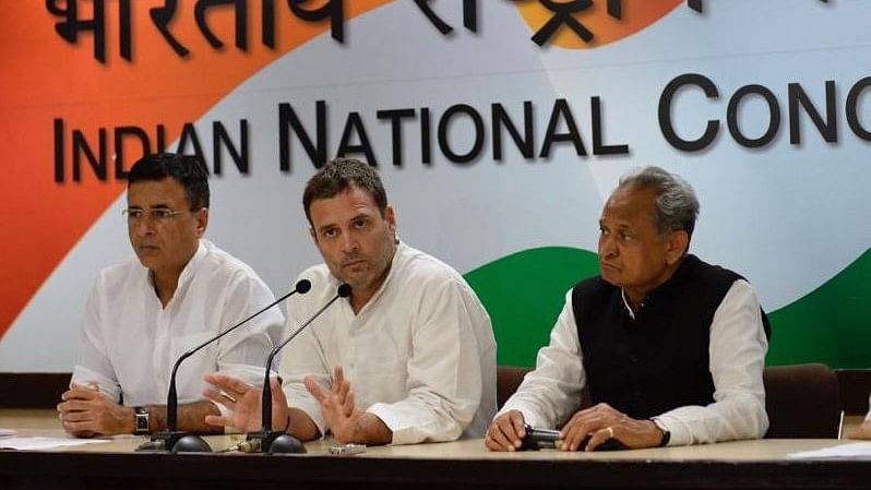 Congress President Rahul Gandhi addresses a press conference in New Delhi on 13 September.&nbsp;