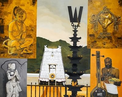 Painted ambience of temples for artist Sanjay Bhattacharya's upcoming show