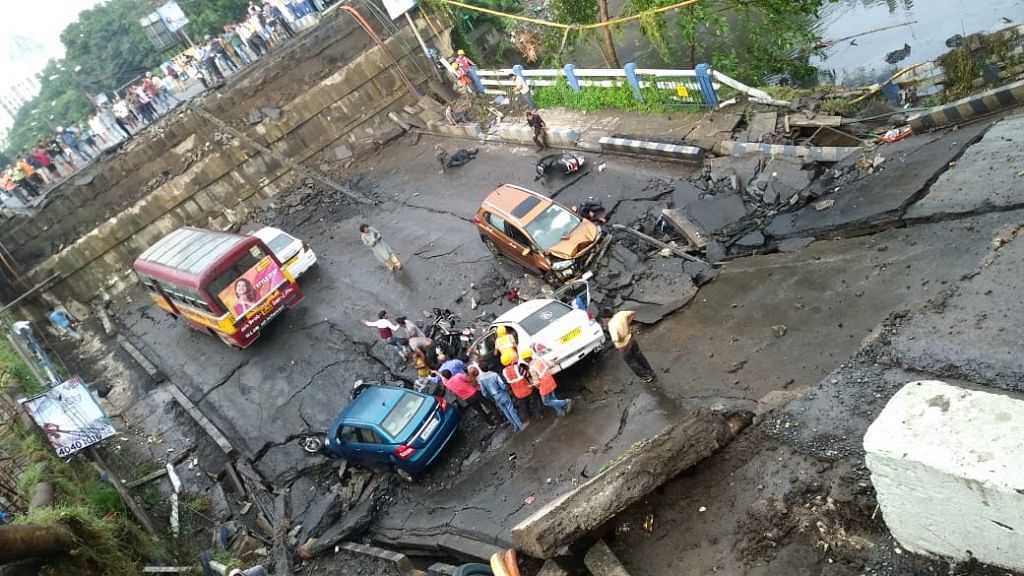 A portion of Kolkata’s Majerhat flyover collapsed on Tuesday evening.