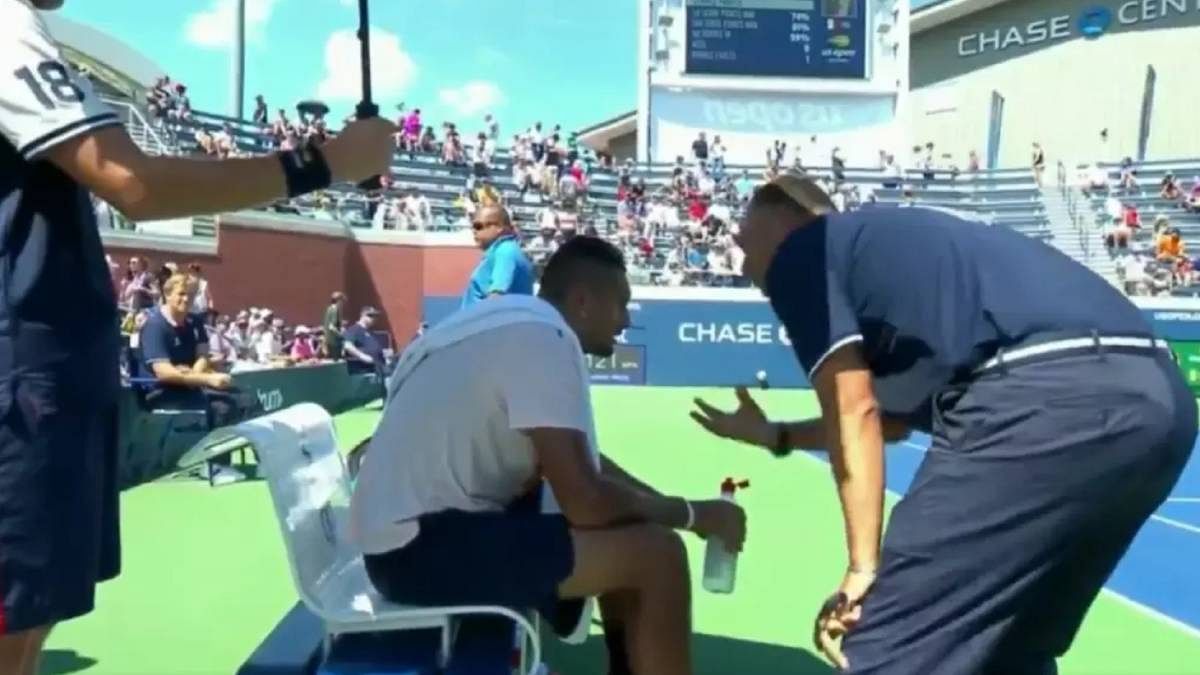 Mohamed Lahyani got off his chair and calm Nick Kyrgios down during a US Open match.