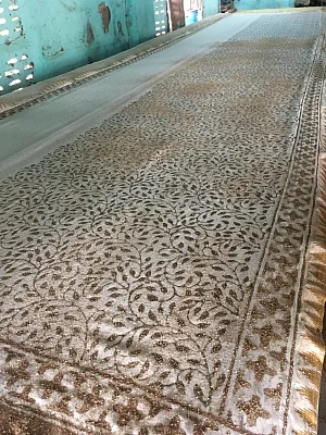 Chanderi Silk Saree from Fabindia undergoing Dabu process.