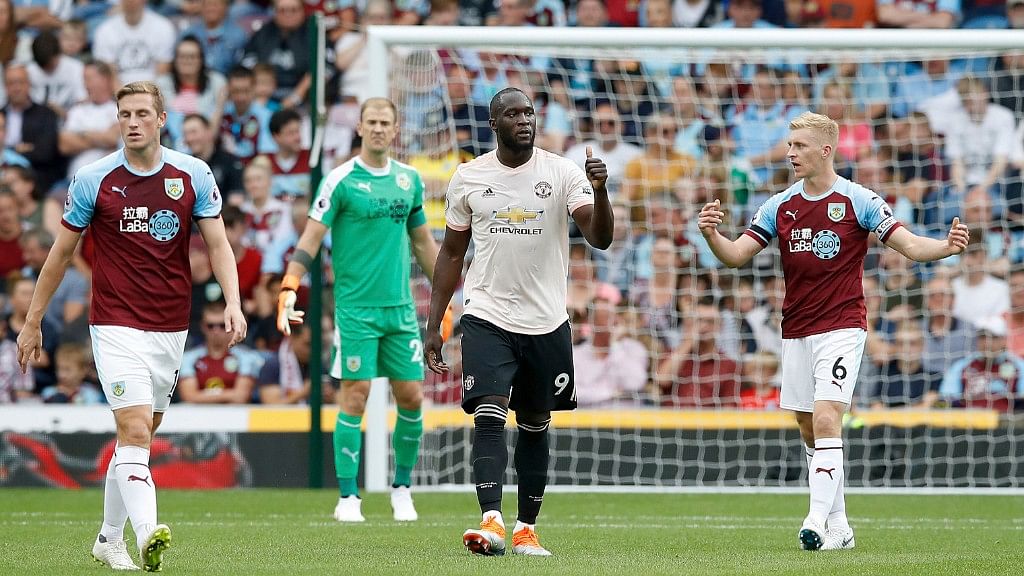 Manchester United’s Romelu Lukaku scored his side’s first goal during the Premier League match against Burnley at Turf Moor in Burnley on Sunday.