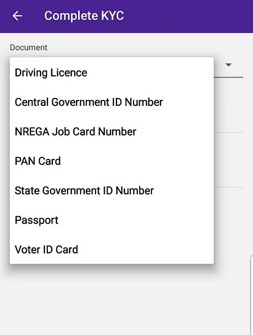 No sign of Aadhaar for e-KYC on PhonePe also. 