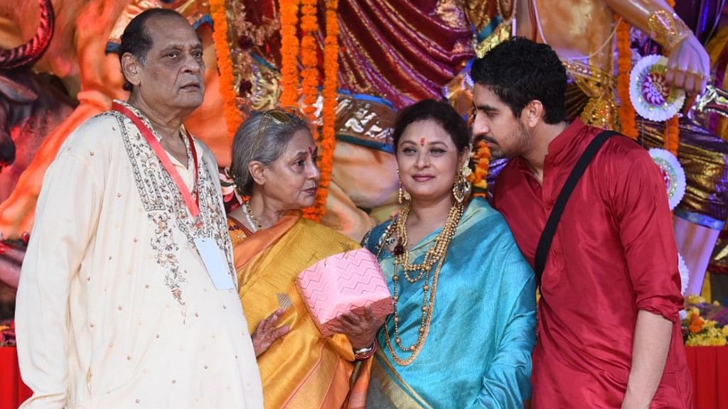 Jaya Bachchan, Ayan Mukerji at a Durga Puja pandal in Mumbai.