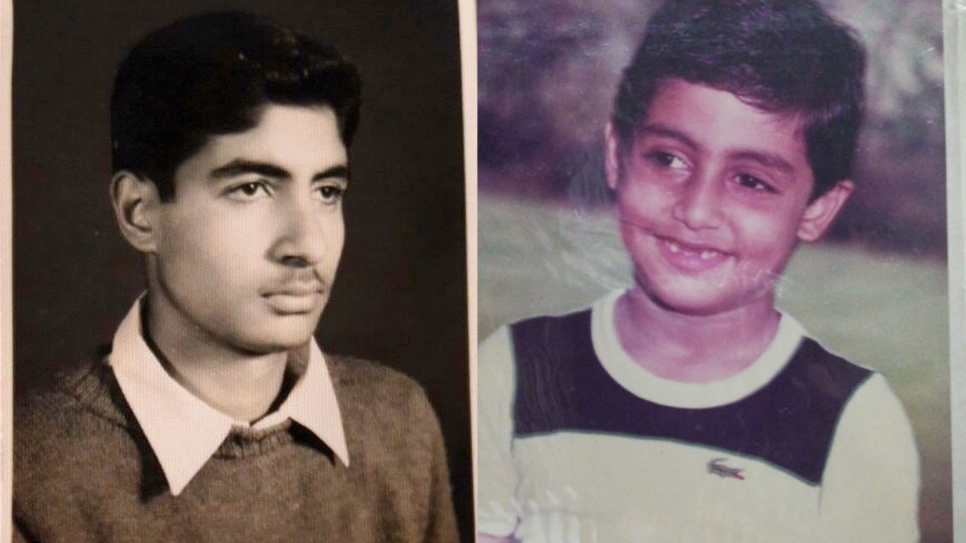 Amitabh and Abhishek Bachchan in vintage photos.