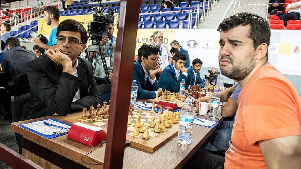 India’s Viswanathan Anand in action against Russia’s Ian Nepomniachtchi in the sixth round.