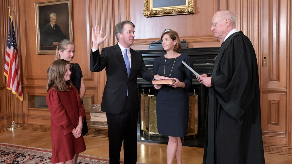 Brett Kavanaugh was sworn in Saturday night (6 October) as the 114th justice of the US Supreme Court