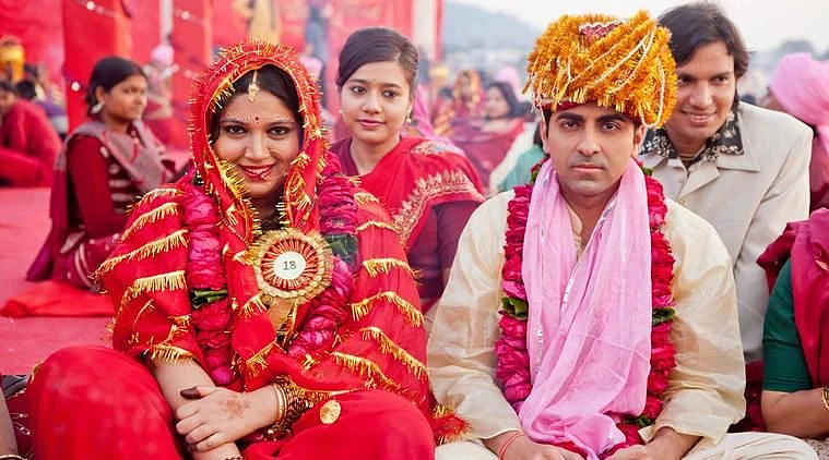 Ayushmann Khurrana and Bhumi Pednekar in a still from <i>Dum Laga Ke Haisha</i>.