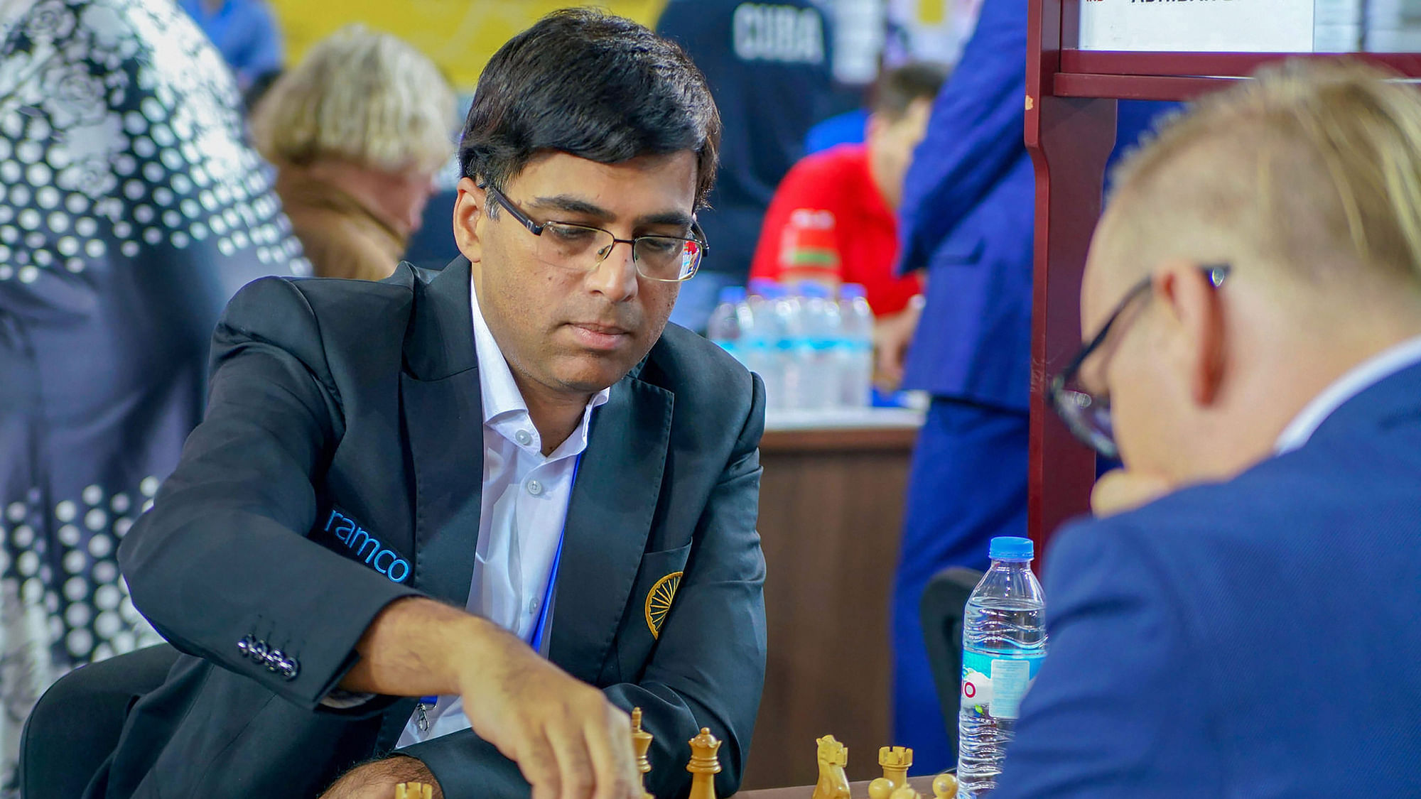 World Rapid Champion Viswanathan Anand was held to a draw by Egyptian Grandmaster Amin B in the seventh round of the 43rd chess olympiad on Monday.