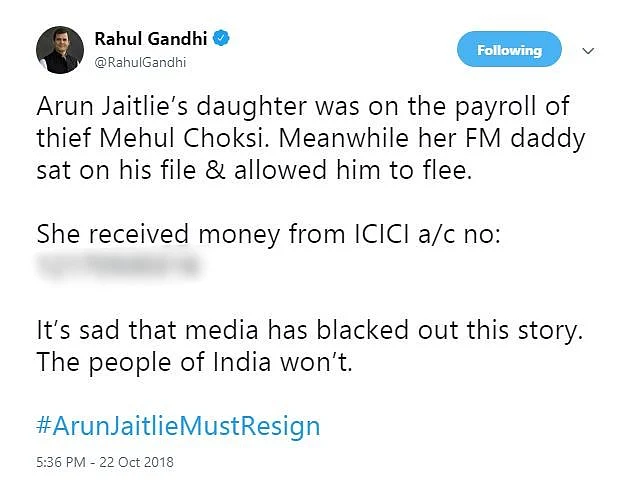 ‘Jaitlie Must Resign’: Rahul Attacks FM & His Daughter Over Choksi