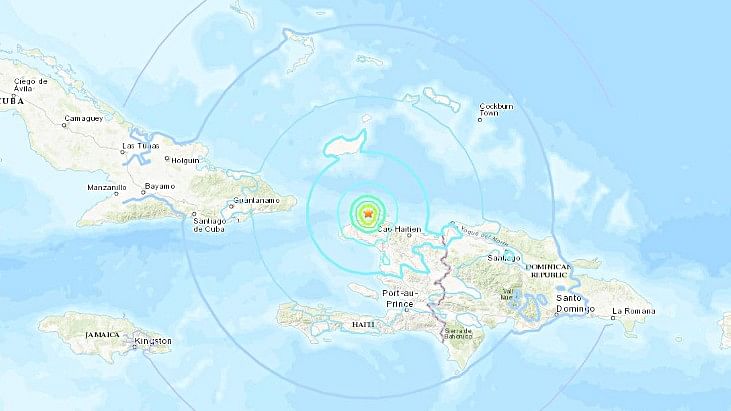 Graphical image showing the earthquake in Haiti.