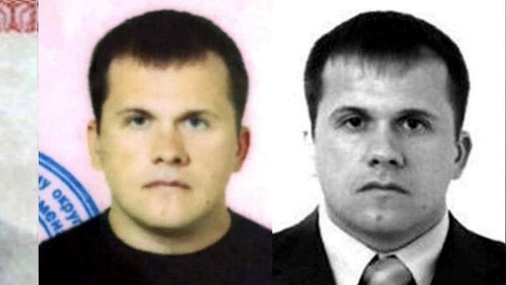 This undated handout image issued by Bellingcat shows photos of Dr Alexander Yevgenyevich Mishkin, the man the investigative website have alleged was who travelled to Salisbury under the alias Alexander Petrov, over the years.