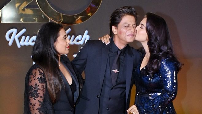 Rani Mukerji, Shah Rukh Khan and Kajol at the celebration of 20 years of <i>Kuch Kuch Hota Hai.&nbsp;</i>